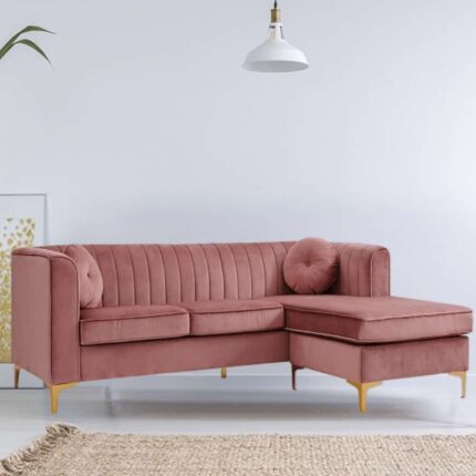 Khansa Wide Velvet Modular Sofa & Chaise