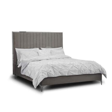 Bed Frame with Mirrored Headboard Trim