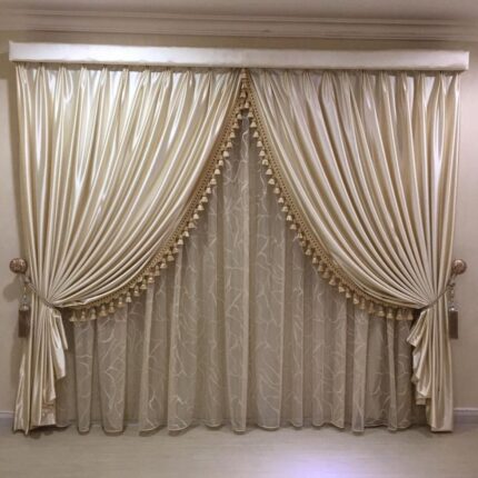 Elegant Satin Drapes with Sheer Lace